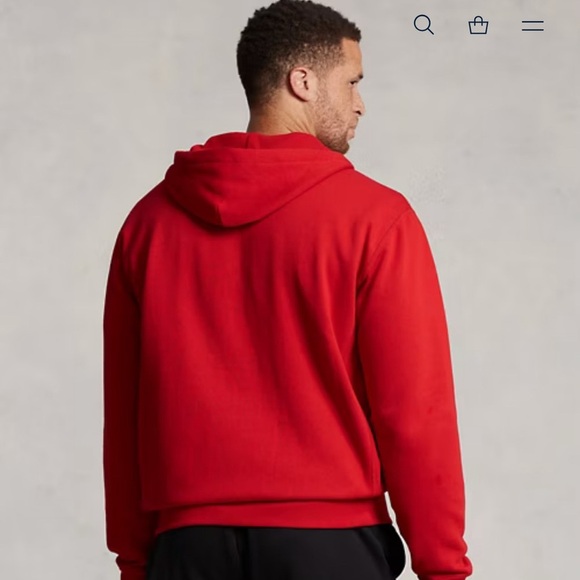 Polo Ralph Lauren Mens Red Zip up Hoodie size Medium - Picture 10 of 13